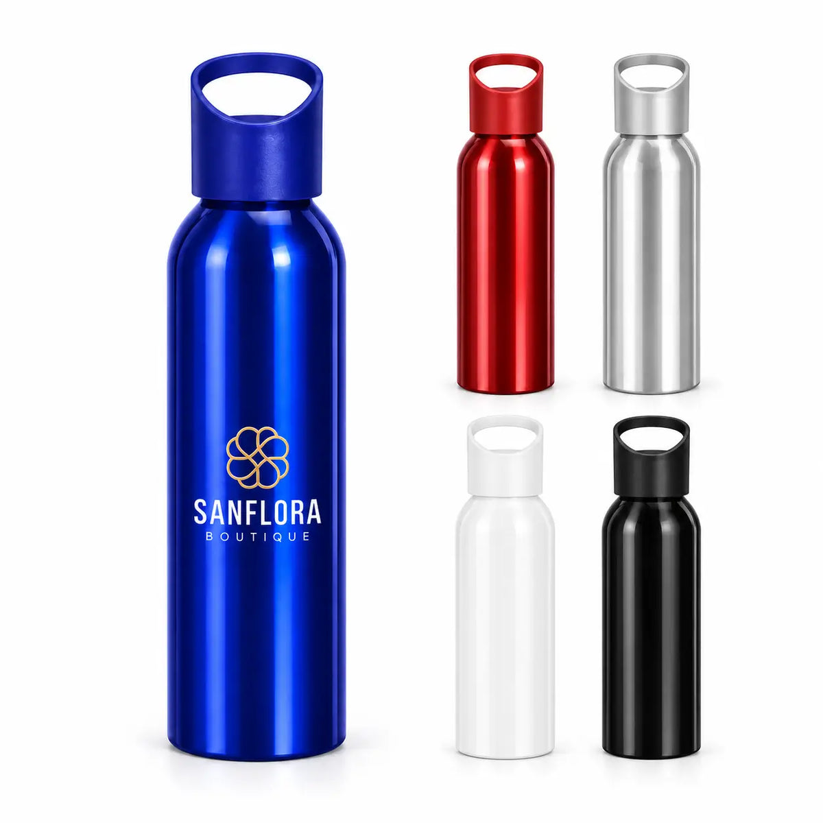 aluminium water bottle in multiple colours with custom logo