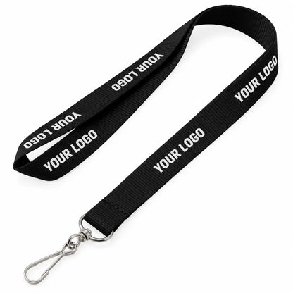 black polyster lanyard with logo