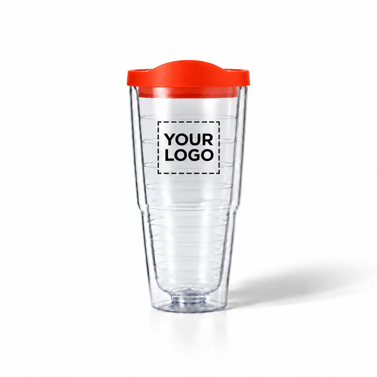 clear plastic tumbler with red lid custom logo