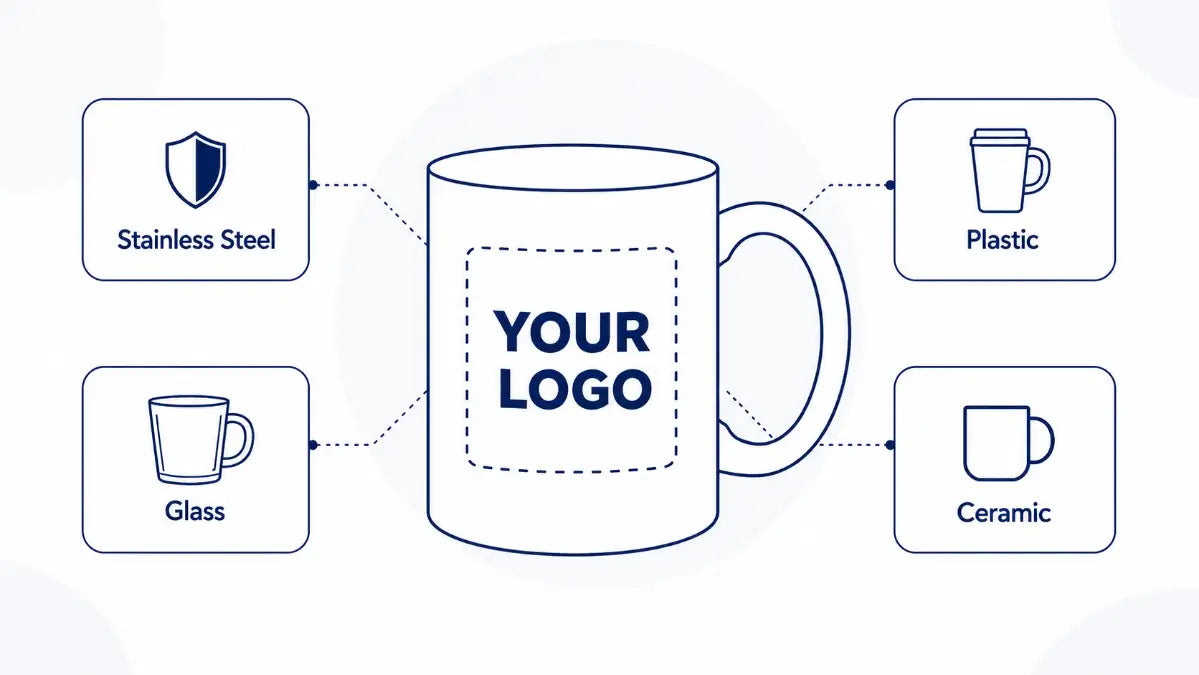 custom logo mug material options diagram