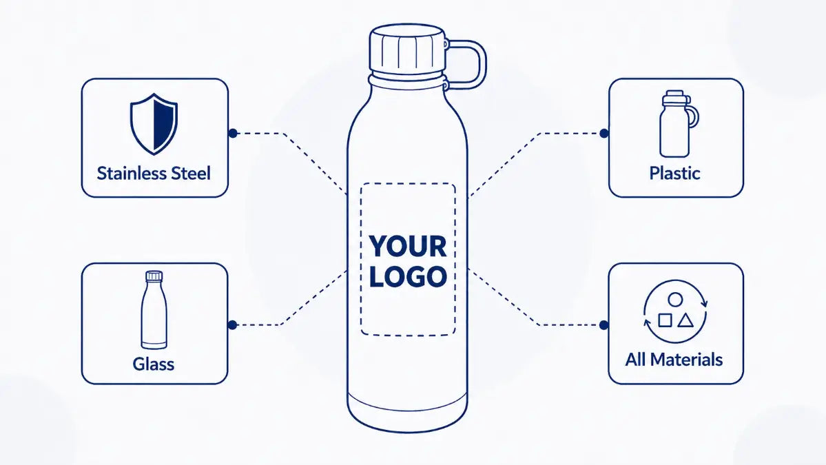 custom logo water bottle material options diagram