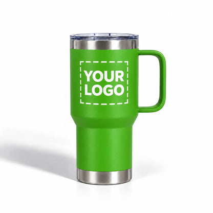 green travel mug your logo uv