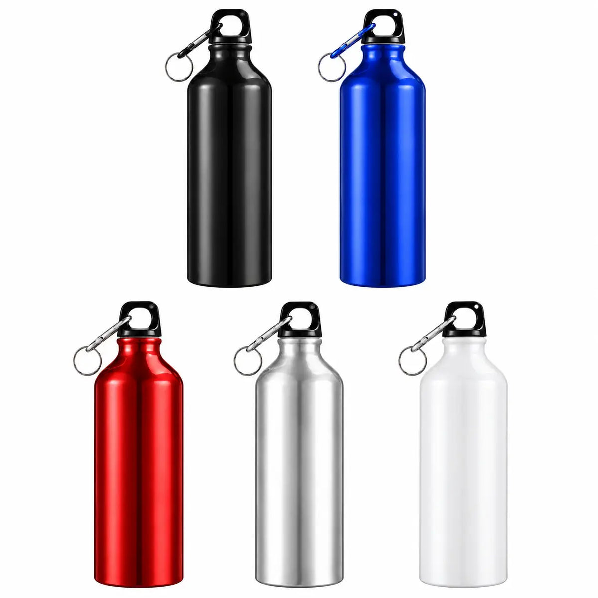 multi color 25 oz aluminum water bottles with carabiner