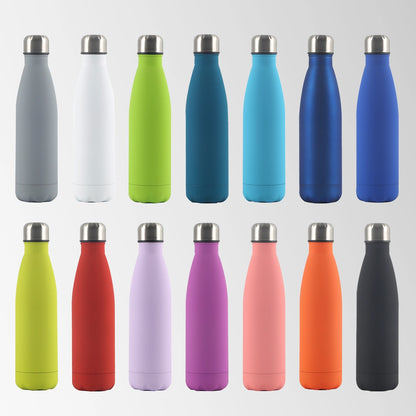 multi color 17 oz. cola-shaped stainless steel water bottles