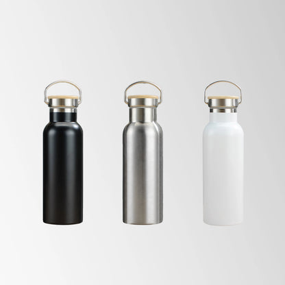 Custom 17 oz. Stainless Steel Water Bottle with Bamboo Lid
