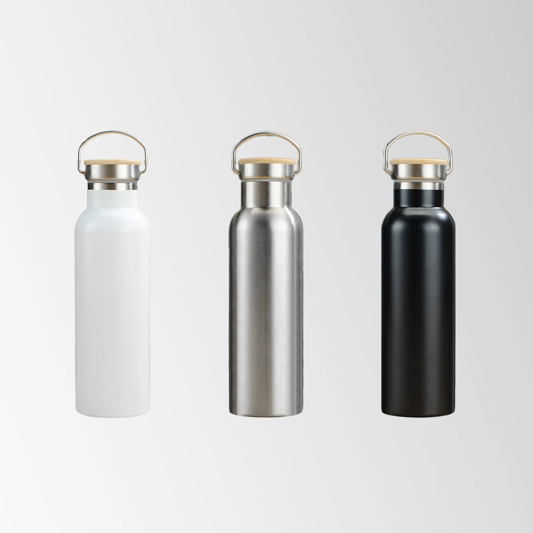 multi color 25 oz. stainless steel water bottles with bamboo lid