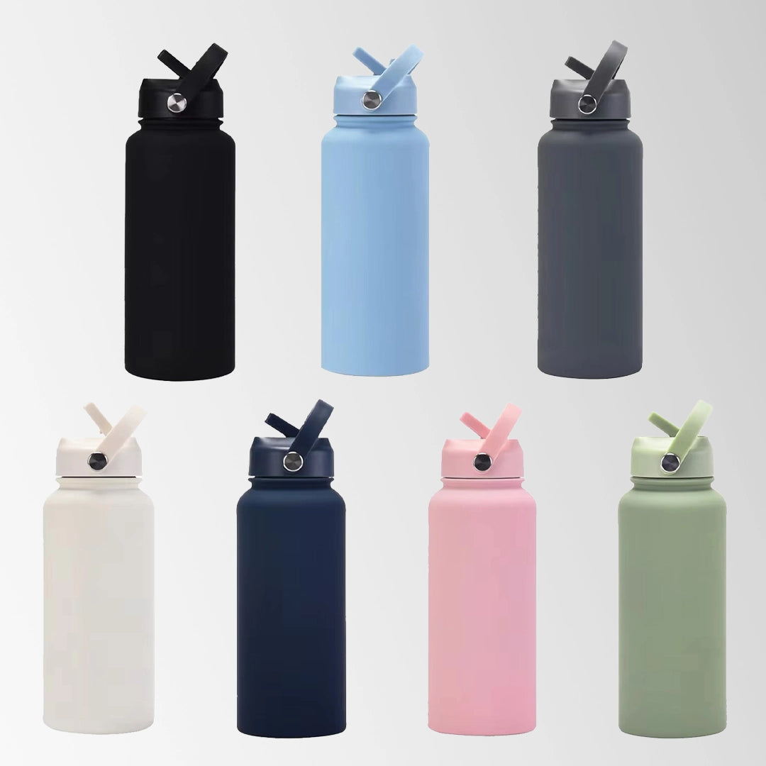 multi color 32 oz. water bottles with flip straw lid