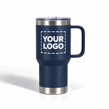 navy blue travel mug your logo uv