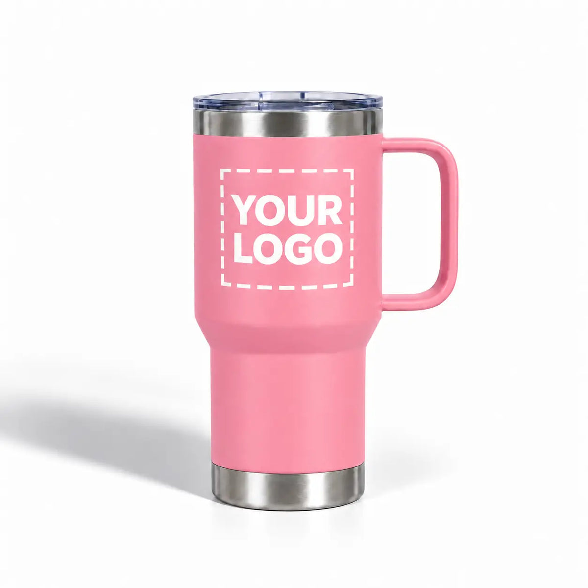 pink travel mug your logo uv