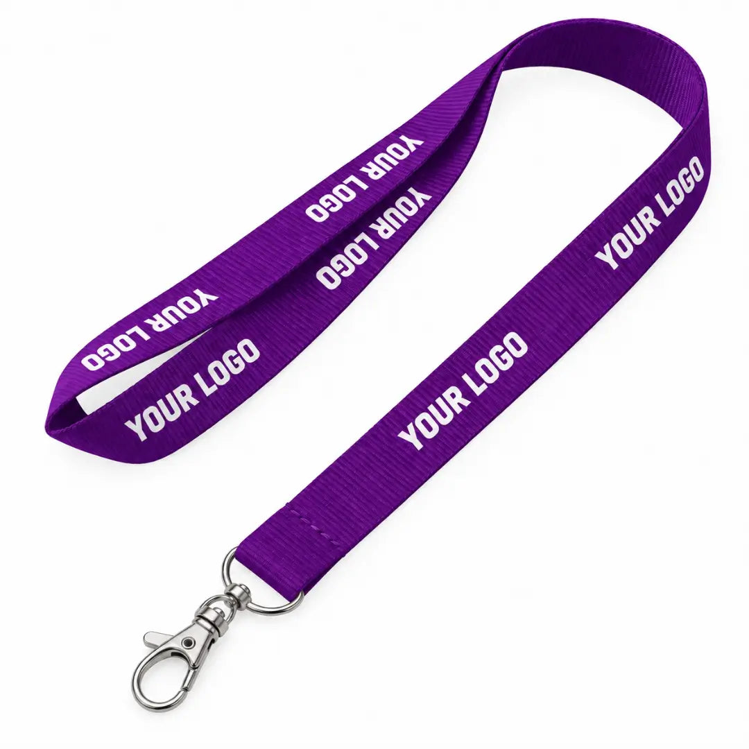 purple custom polyster lanyard with logo