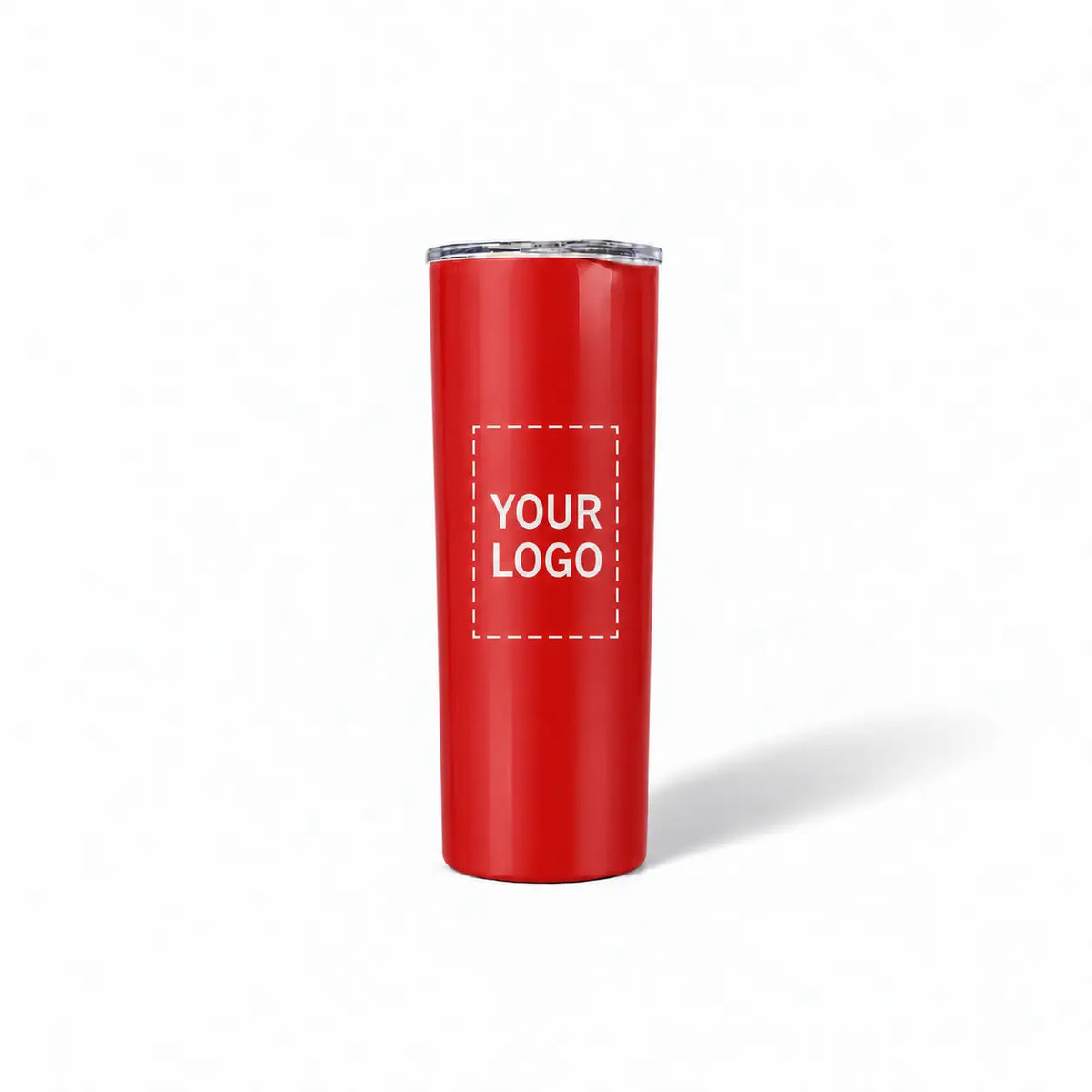 red skinny tumbler custom logo