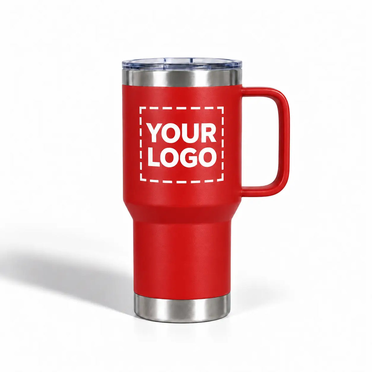 red travel mug your logo uv
