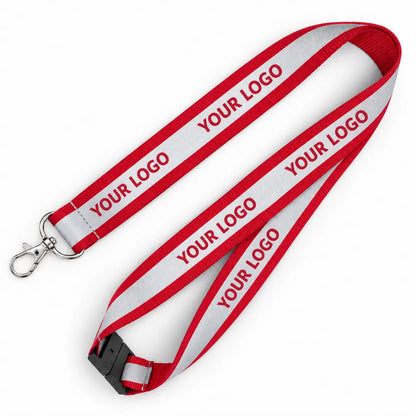 red custom reflective lanyard with logo