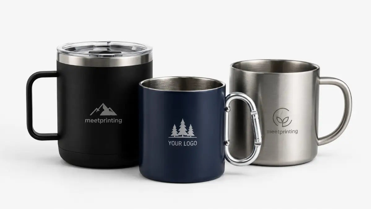 various styles of custom logo insulated mugs