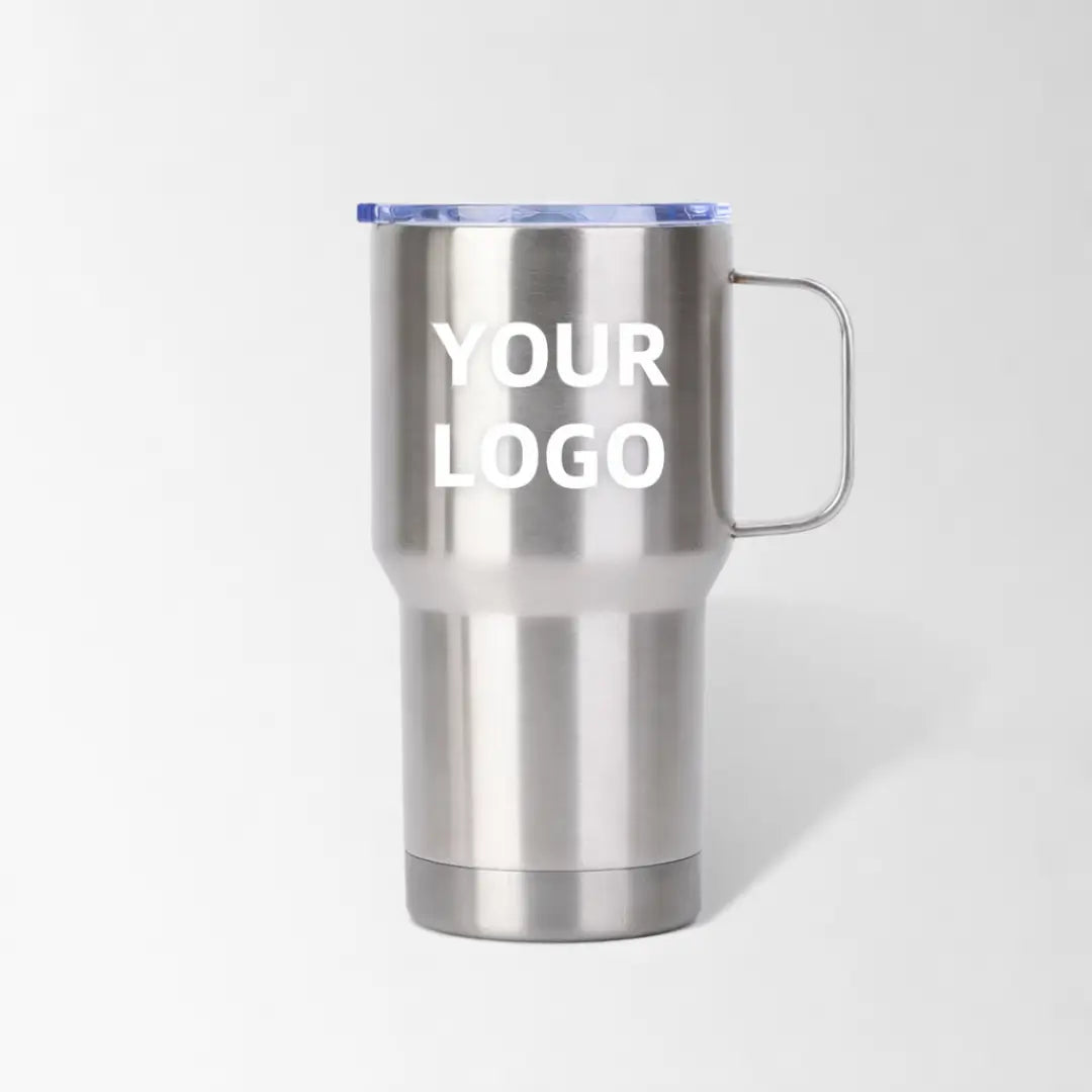 Stainless steel travel tumbler with handle custom logo