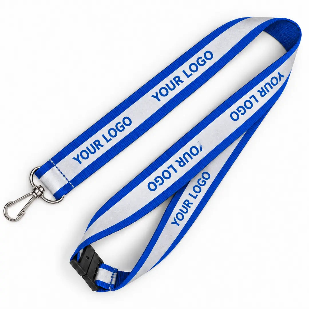royal blue custom reflective lanyard with logo