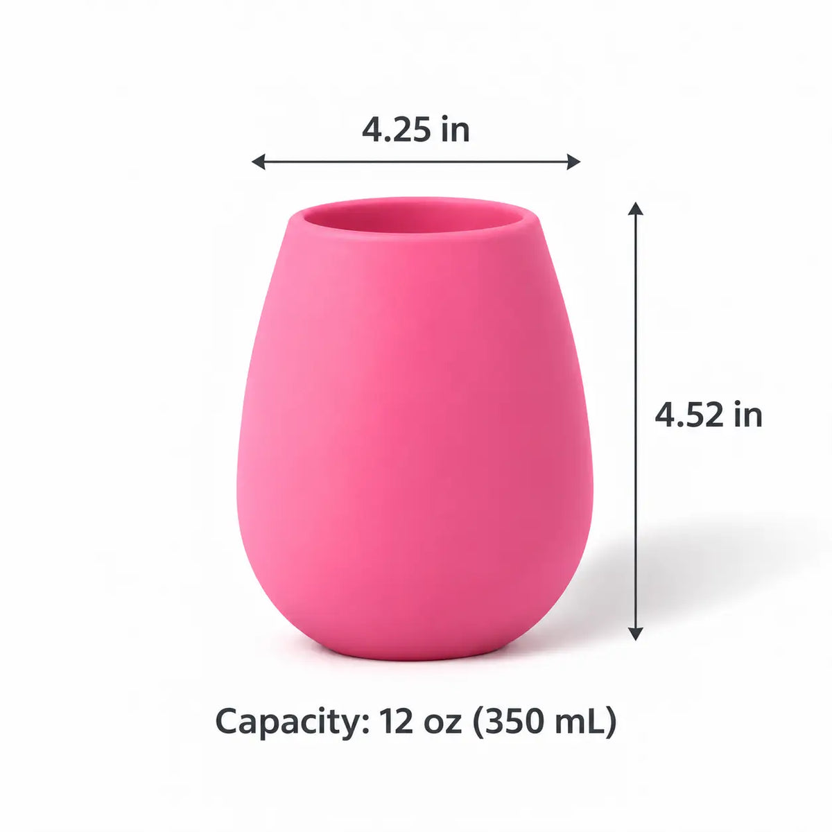 silicone stemless wine tumbler size and dimensions view