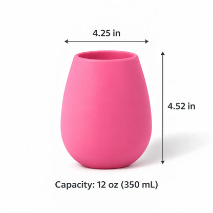silicone stemless wine tumbler size and dimensions view