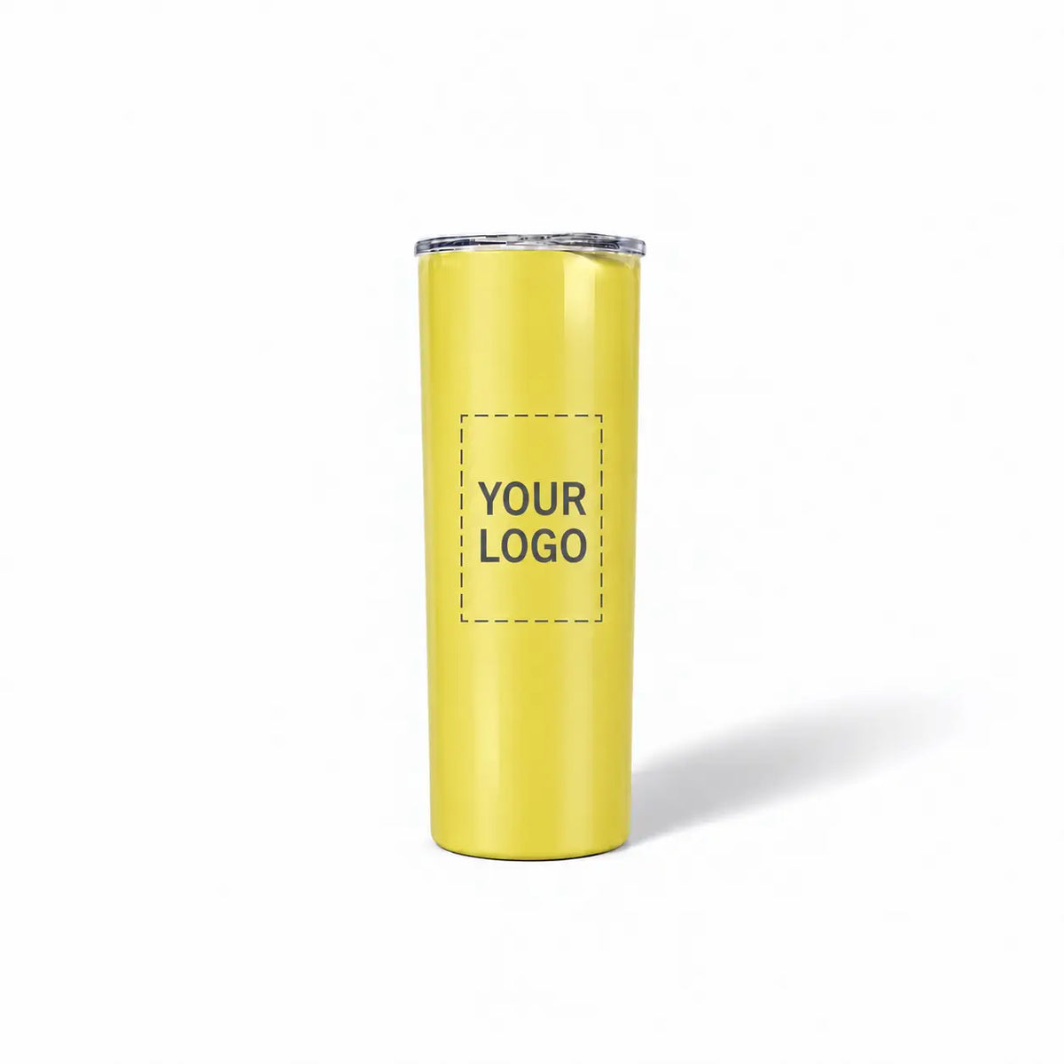 yellow skinny tumbler custom logo