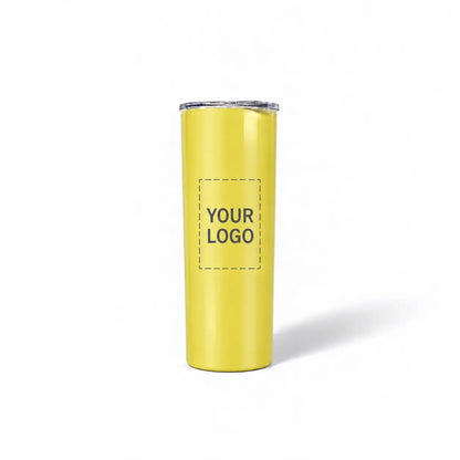 yellow skinny tumbler custom logo